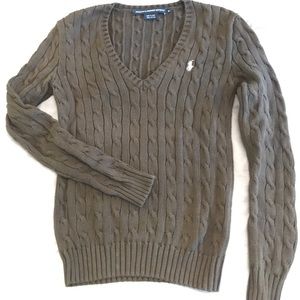 Ralph Lauren Cable-knit V Neck Cotton Sweater